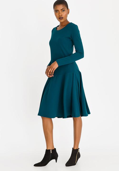 edit - Long Sleeve Tiered Dress - blue