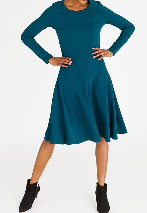 edit - Long Sleeve Tiered Dress - blue