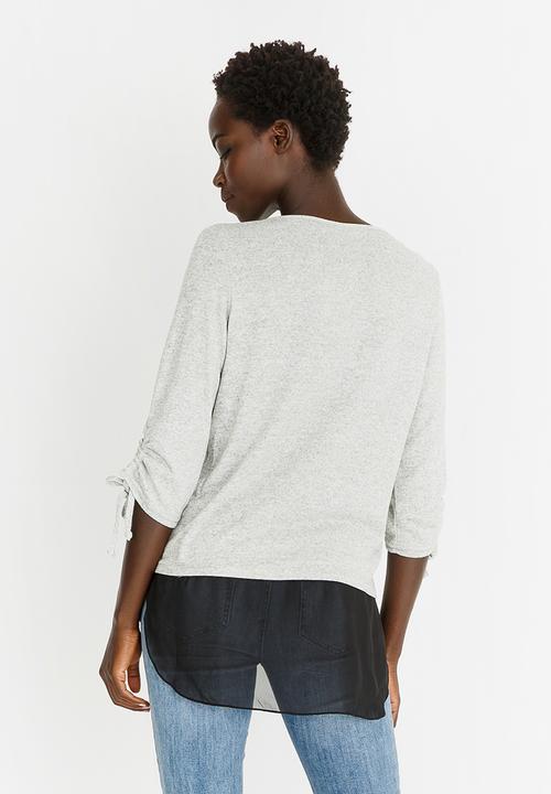 edit - Twofer Knit Top with Detachable Chain Grey