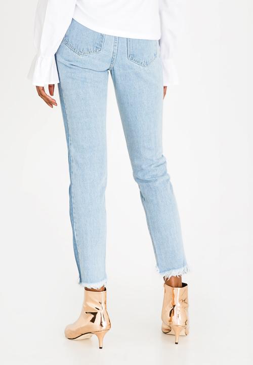 STYLE REPUBLIC - Shadow Stripe Straight Leg Jeans Blue