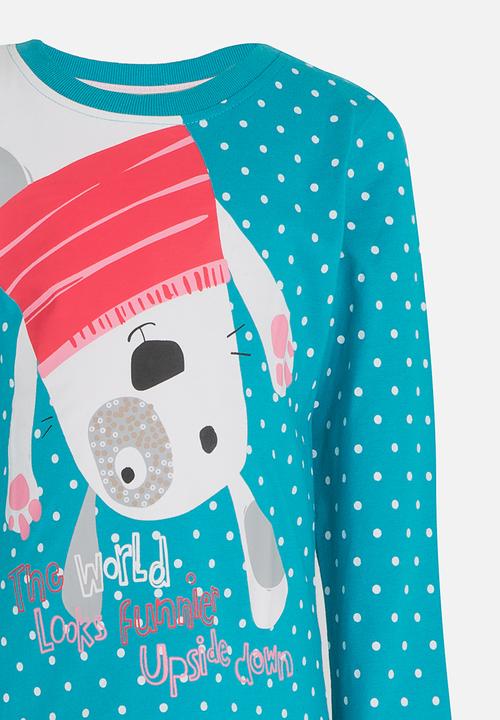 Pop Candy - Long Sleeve Printed Tee Pale Blue