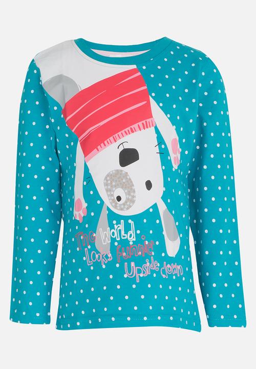 Pop Candy - Long Sleeve Printed Tee Pale Blue