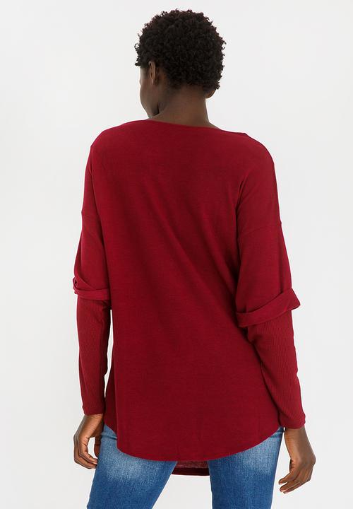 G Couture - Mock Sleeve Top Burgundy