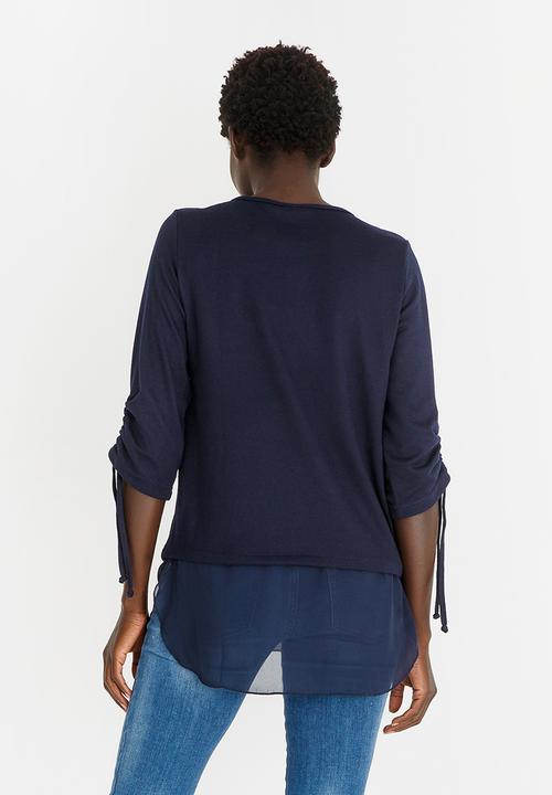 edit - Twofer Knit Top with Detachable Chain Navy
