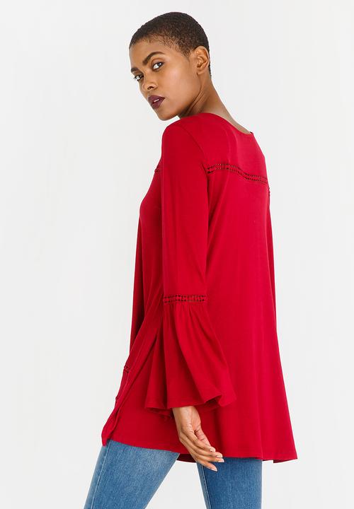 G Couture - Swing Top with Crochet Inset Red