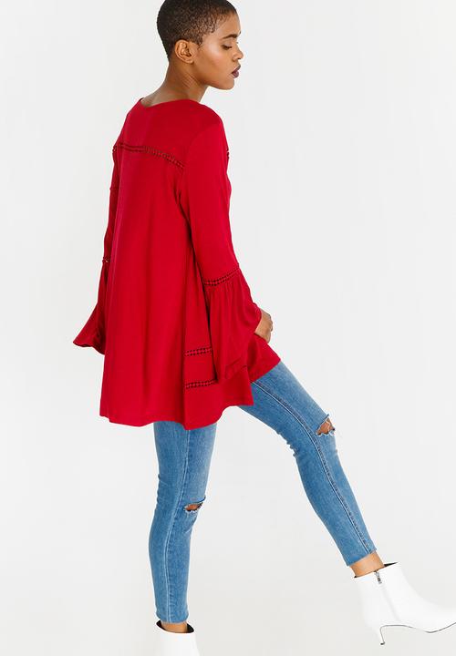 G Couture - Swing Top with Crochet Inset Red