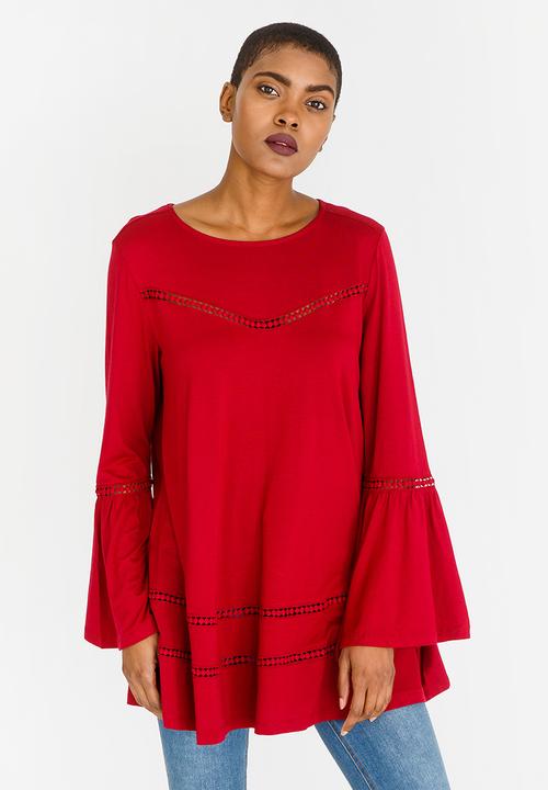 G Couture - Swing Top with Crochet Inset Red