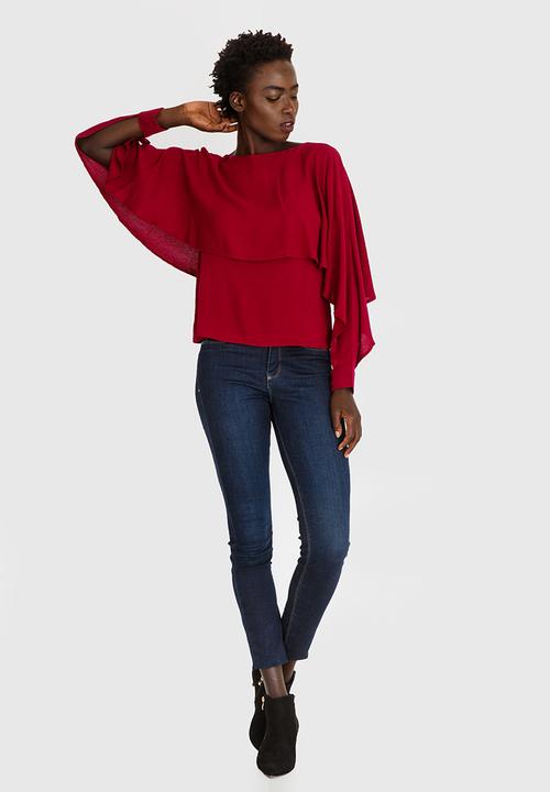 edit - Cape Overlay Top Burgundy