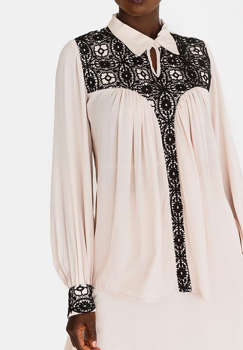 Sober - Egba Lace Contrast Blouse Off White