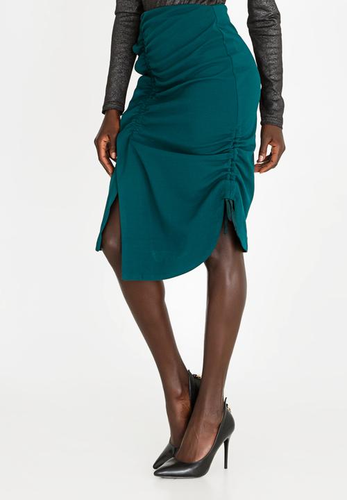 STYLE REPUBLIC - Ruched Detail Skirt Dark Green