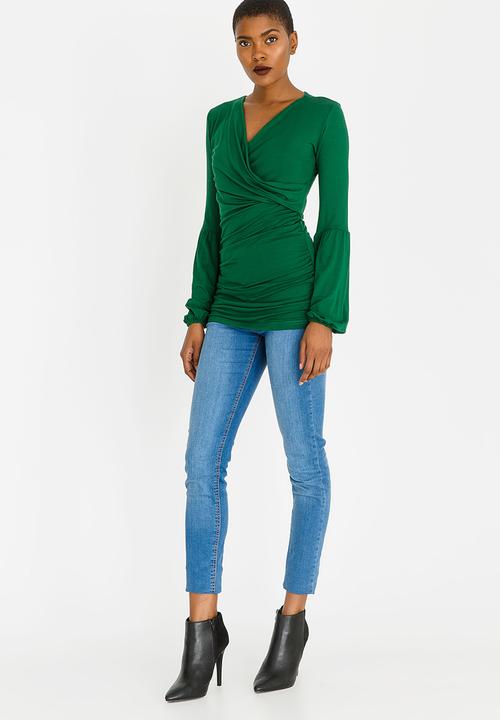 edit - Cross Over Long Sleeve Top Green