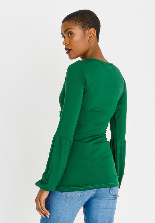 edit - Cross Over Long Sleeve Top Green