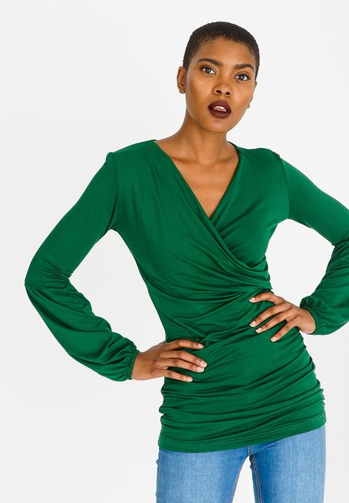 edit - Cross Over Long Sleeve Top Green