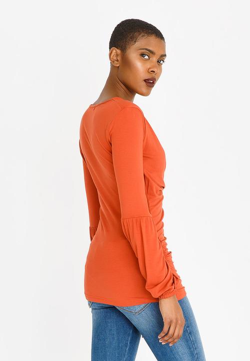 edit - Cross Over Long Sleeve Top Rust