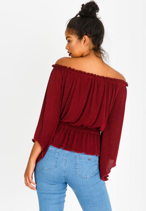 SISSY BOY - Bardot Top Dark Red