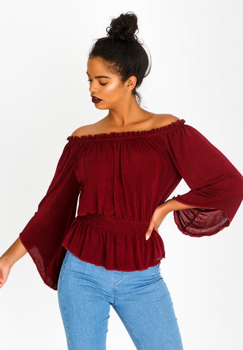 SISSY BOY - Bardot Top Dark Red