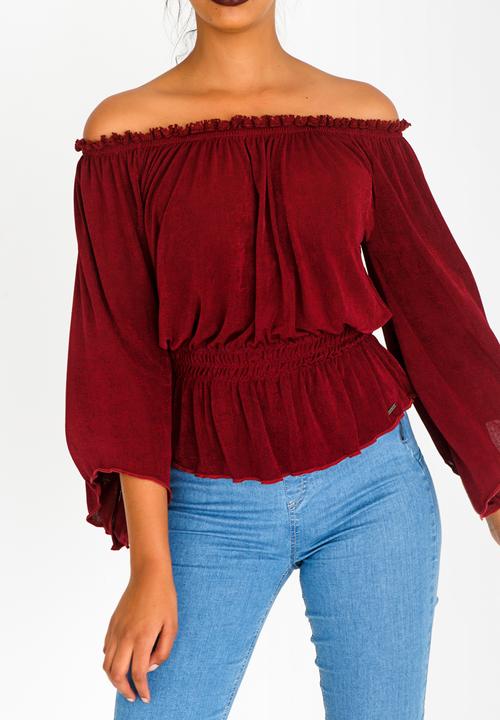SISSY BOY - Bardot Top Dark Red