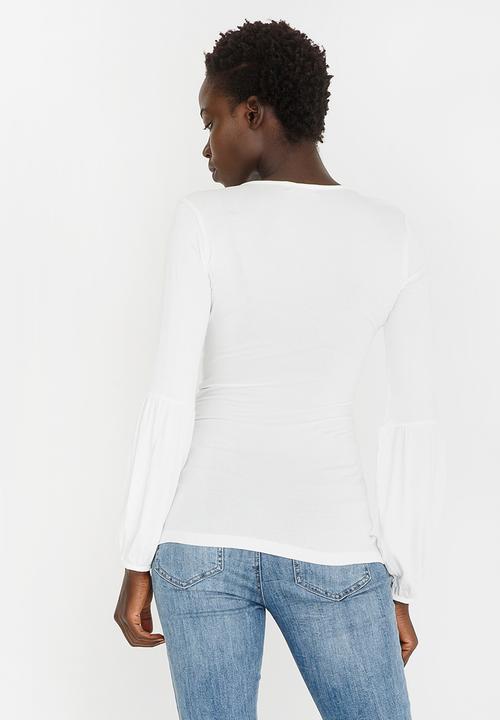 edit - Cross Over Long Sleeve Top Off White