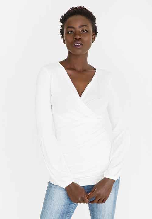 edit - Cross Over Long Sleeve Top Off White
