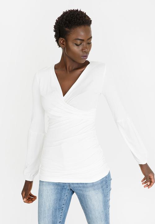 edit - Cross Over Long Sleeve Top Off White