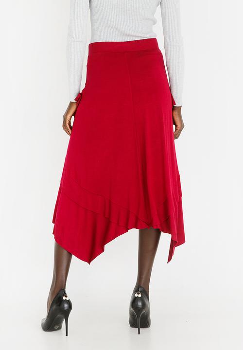 edit - Maxi Asymmetric Skirt Dark Red
