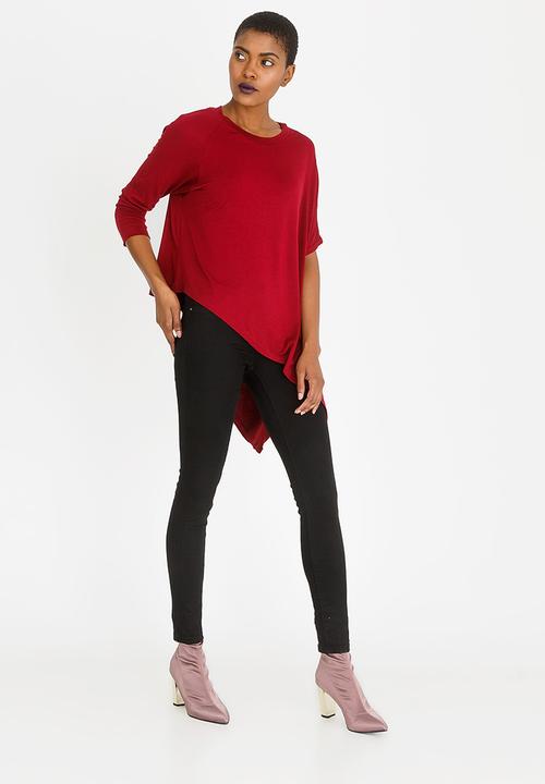 edit - Asymmetric Hemline Top Burgundy