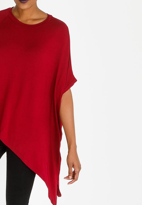 edit - Asymmetric Hemline Top Burgundy
