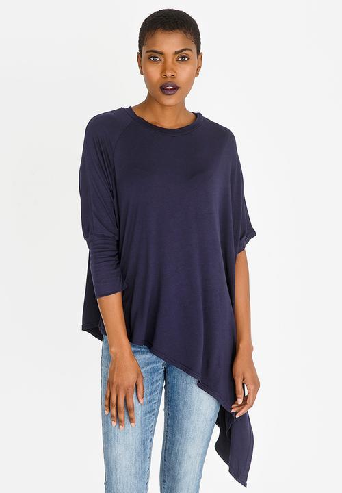 edit - Asymmetric Hemline Top Navy