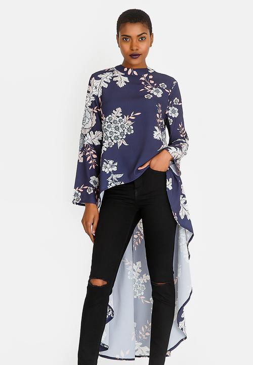 Revenge - Hi-Lo Waterfall Detail Top Navy