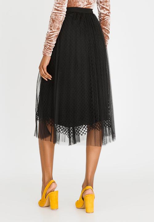 Revenge - Layered Mesh Detail Skirt Black