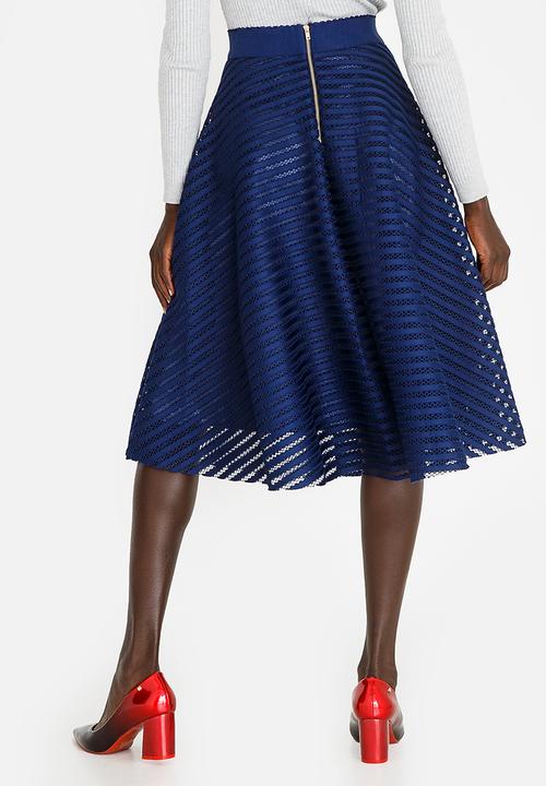 Revenge - Stripe Detail Midi Skirt Navy