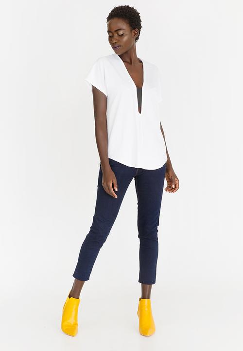 Kate Jordan - V-neck Elasticated Top White