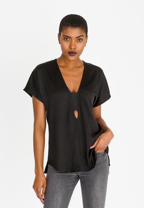 Kate Jordan - V-neck Elasticated Top Black