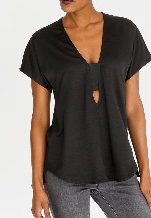 Kate Jordan - V-neck Elasticated Top Black