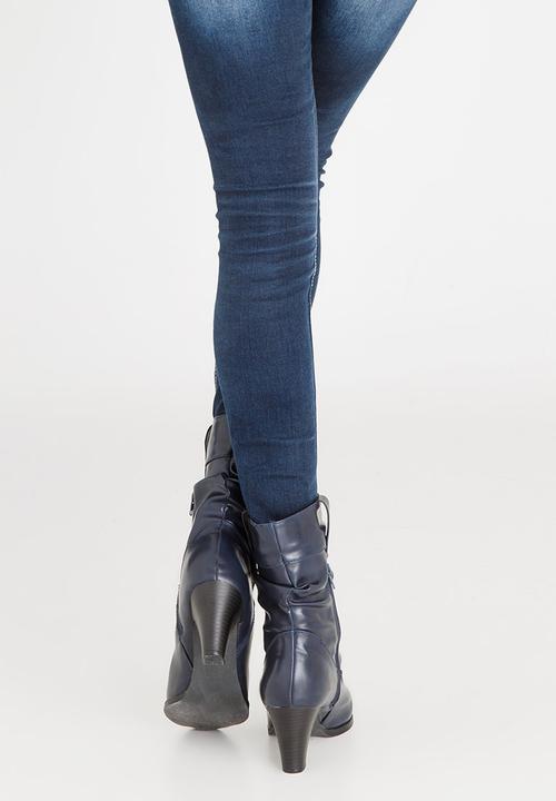Jada - Ruched Detail Boots Navy