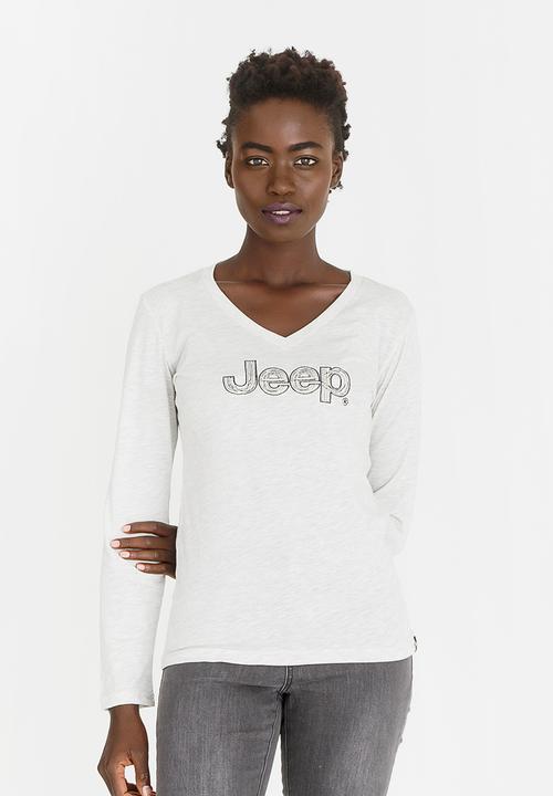 JEEP - Long Sleeve V-neck Tee Stone