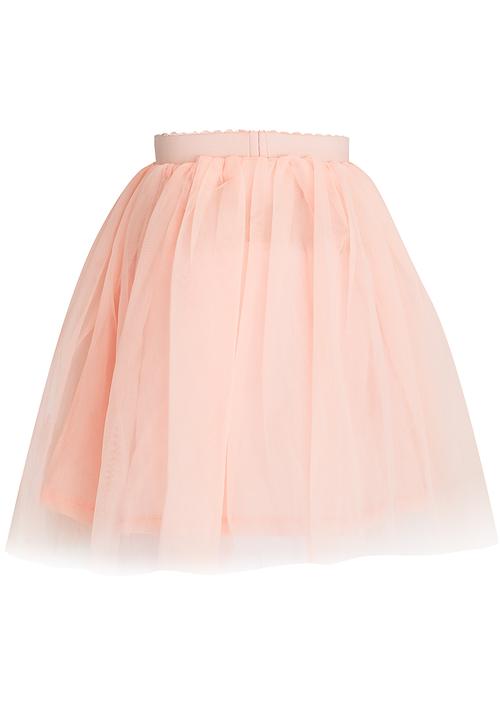 Pop Candy - Flower Embellished Mesh Skirt Orange
