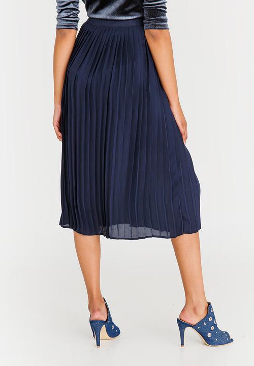 STYLE REPUBLIC - Pleated Midi Skirt Navy