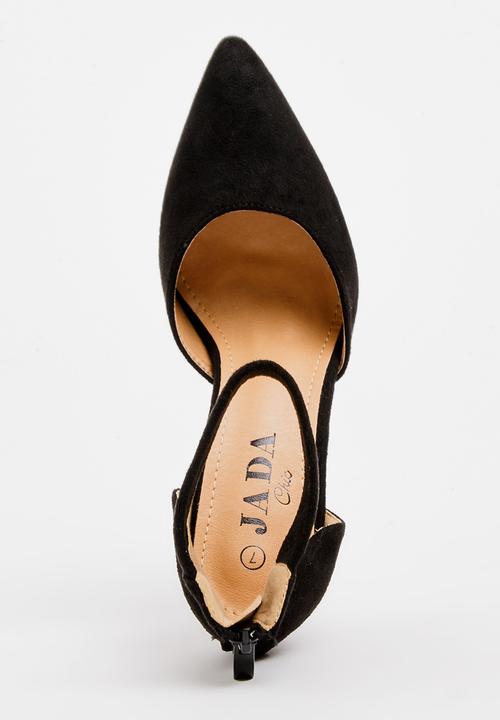 Jada - Ankle-strap Court Heels Black