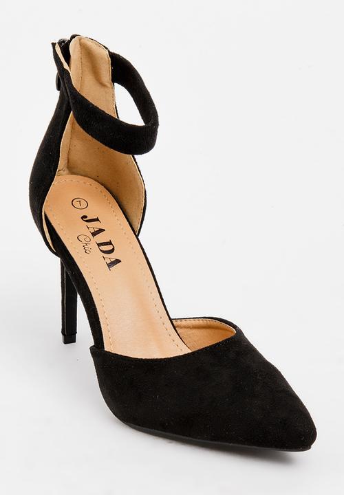 Jada - Ankle-strap Court Heels Black