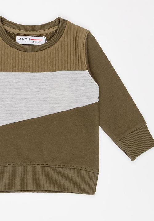 MINOTI - Tiger Colour Block Sweat Top Khaki Green