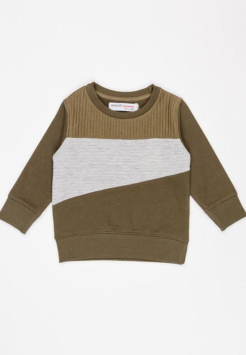 MINOTI - Tiger Colour Block Sweat Top Khaki Green