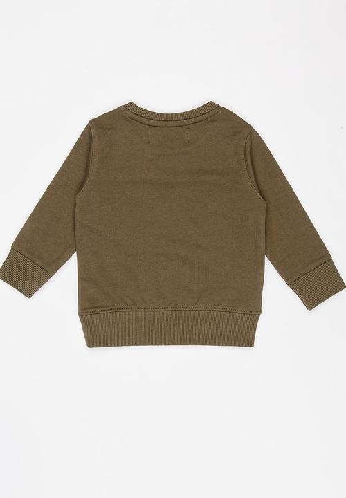 MINOTI - Tiger Colour Block Sweat Top Khaki Green
