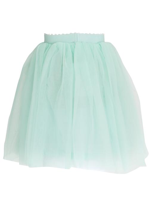 Pop Candy - Flower Embellished Mesh Skirt Mid Green