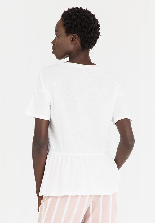 ONLY - Leah Ruffle Detail Tee White