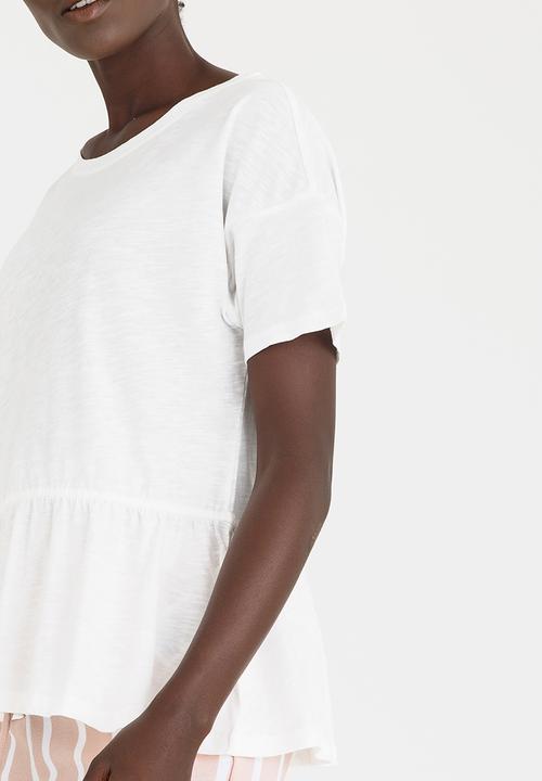 ONLY - Leah Ruffle Detail Tee White