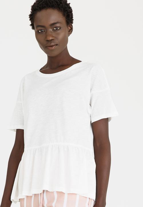 ONLY - Leah Ruffle Detail Tee White