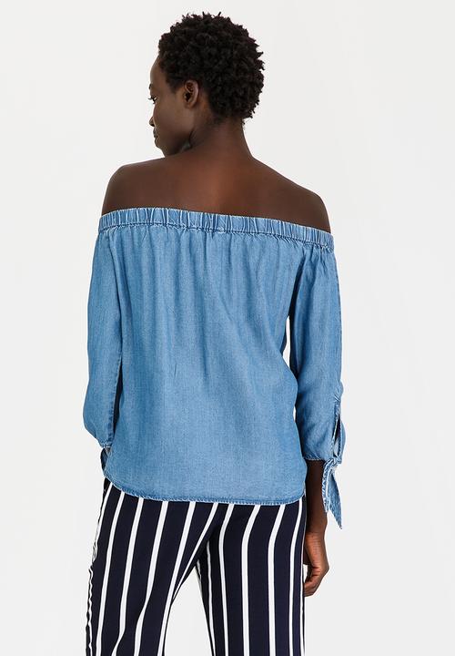 ONLY - India Off-the-shoulder Top Mid Blue