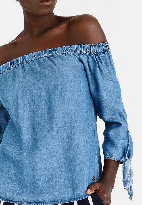 ONLY - India Off-the-shoulder Top Mid Blue