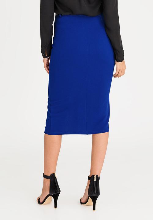 edit - High-waisted Pencil Skirt with Detachable Belt Cobalt